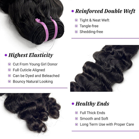 StariaHair 14-30 Inches Burmese Curly 12A Raw Vietnam Hair Bundles #1B Natural Color