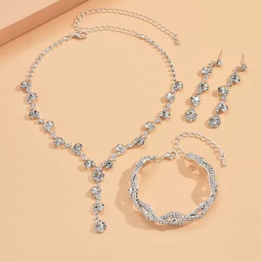 4PC Women's Fashion Copper Claw Chain Sunflower Necklace Earrings Bracelet Jewelry Set Wedding Banquet Party Holiday Gift