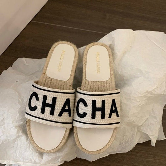 Women's Fairy Style Flat Slippers Summer Outdoor Fashion New One Strap Slide Sandals For Dress Matching