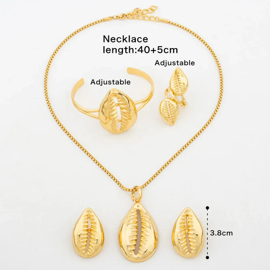 Fashion Women Jewelry Set for Women African Pendant Necklace and Earrings with Bangle Ring 4Pcs Set for Engagement Party Gifts