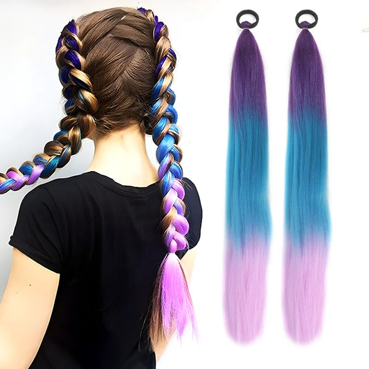 Colored Braiding Ponytail Extension Synthetic Ombre Hair Tie