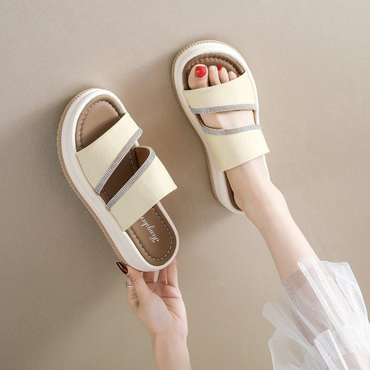 Women's Slippers Summer Outdoor New Comfortable Stylish High End Beach One Strap Slide Sandals For Dresses