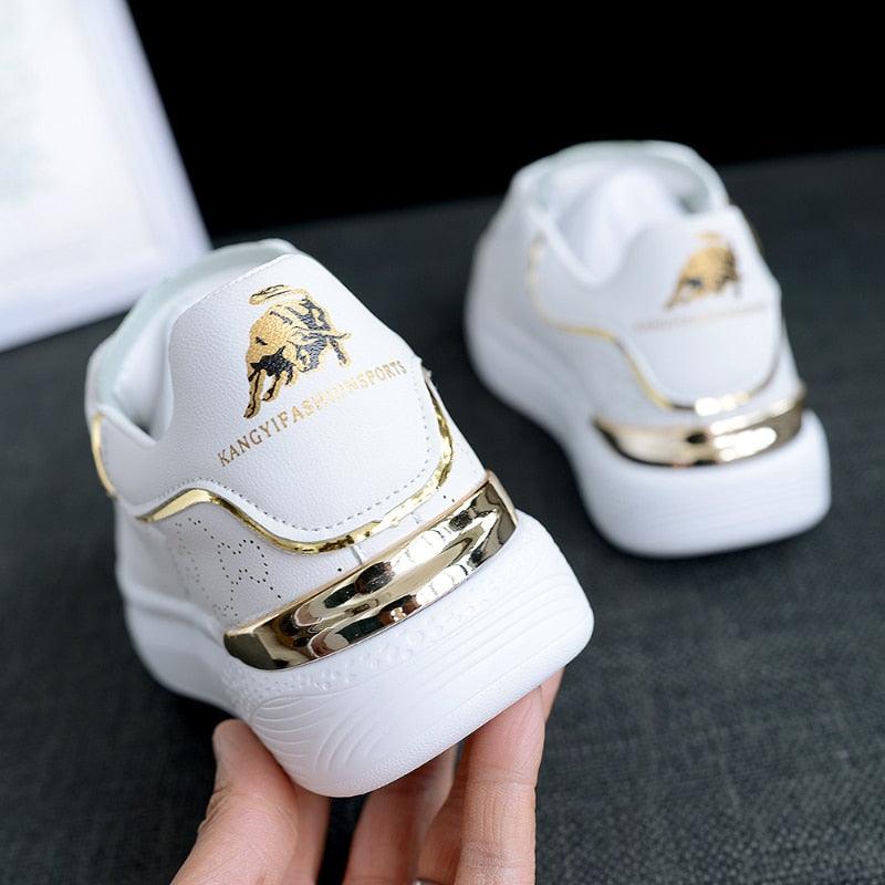 New Fashion White High Quality Women's White Thick Soled Sports Casual Couple Shoes Summer Lace-Up Trainers Gym Tennis Running Breathable High Quality Sneakers